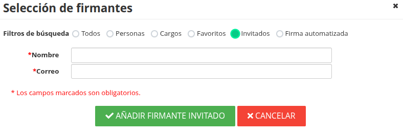 Dialogo de inserción de firmantes invitados